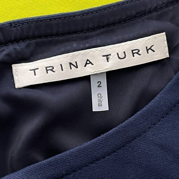 Trina Turk Dress Womens 2 Retro Mod Colorblock Keyhole Ponte Shift Business - Picture 6 of 7